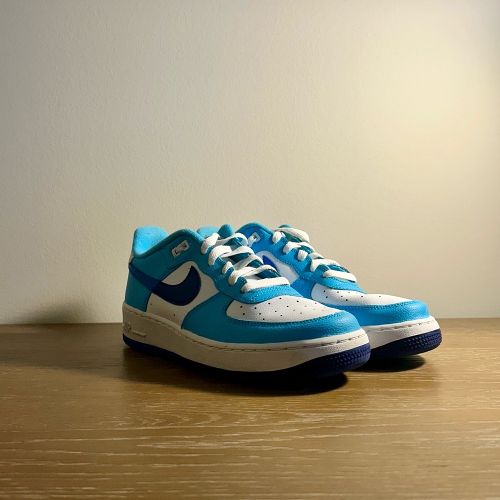 Kids Nike Air Force 1 Low Split Light Blue